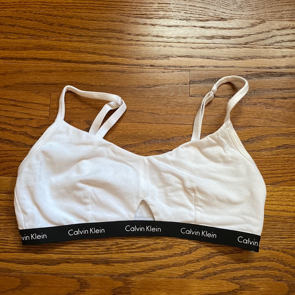 NWOT White Calvin Klein Women's Logo Stretch Cut-Out Bralette